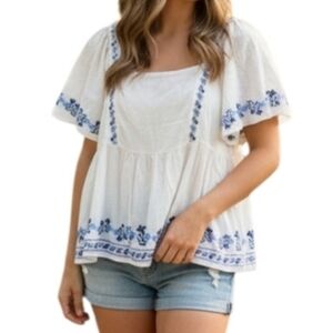 Old Navy Plus Size 3X White Floral Embroidered soft, and has a light drape.